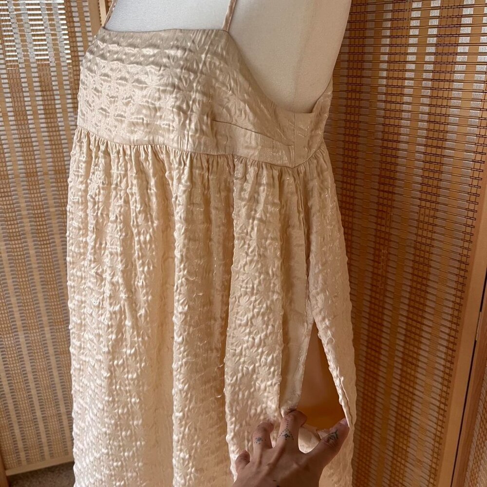 Kika Vargas for Target cream satin babydoll maxi dress with button closure in th - Picture 2 of 4